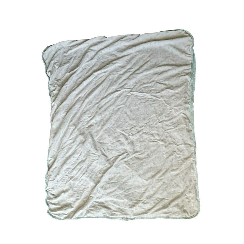 Vintage Carter’s Baby Blanket White/Heather ABC Print Icons 2-Ply Jersey 22”x28”